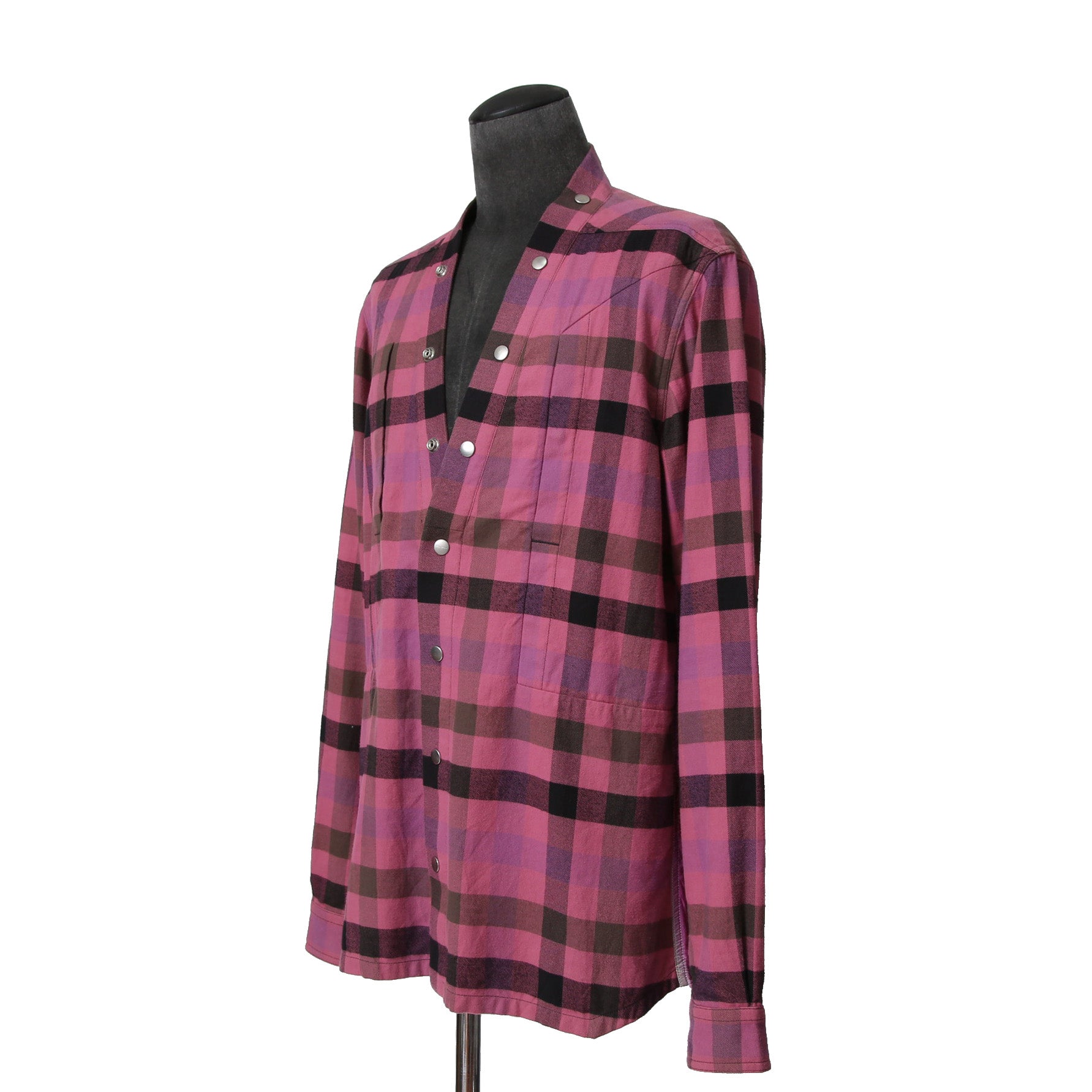 RICK OWENS リック オウエンス / 23SS EDFU / LARRY FOGPOCKET SHIRT / CHECK / RU01C4287-CPJP2 / size 48 (PINK)