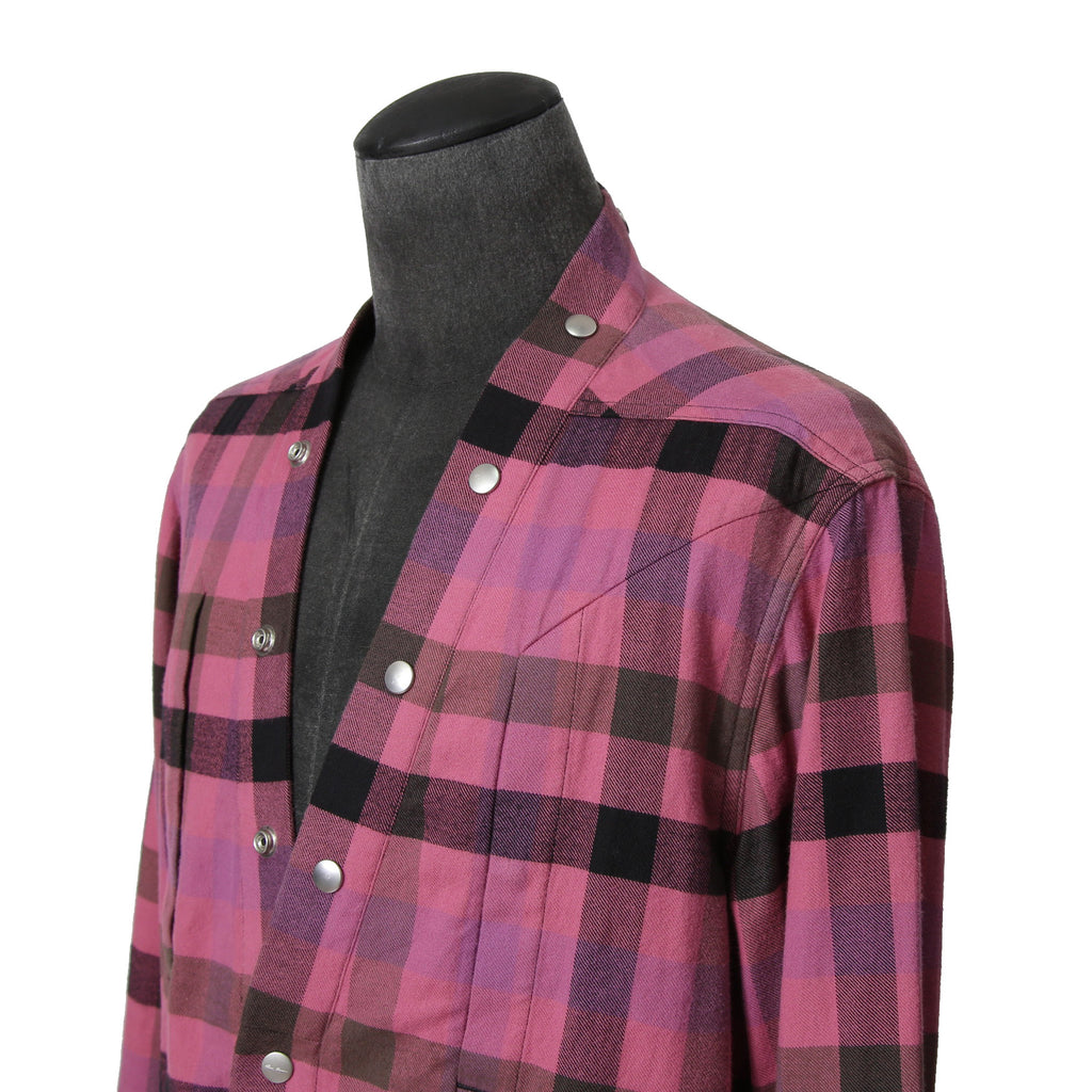 RICK OWENS リック オウエンス / 23SS EDFU / LARRY FOGPOCKET SHIRT / CHECK / RU01C4287-CPJP2 / size 48 (PINK)