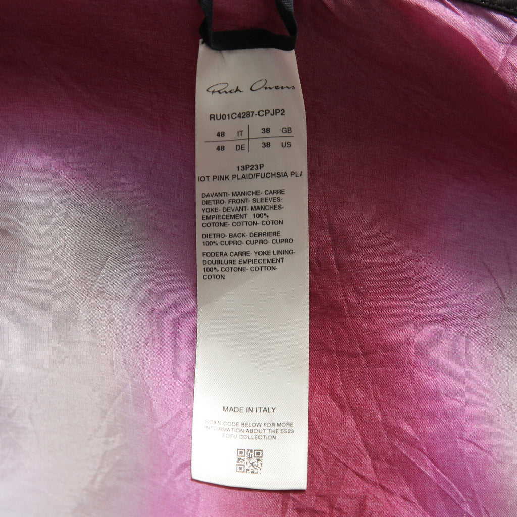 RICK OWENS リック オウエンス / 23SS EDFU / LARRY FOGPOCKET SHIRT / CHECK / RU01C4287-CPJP2 / size 48 (PINK)