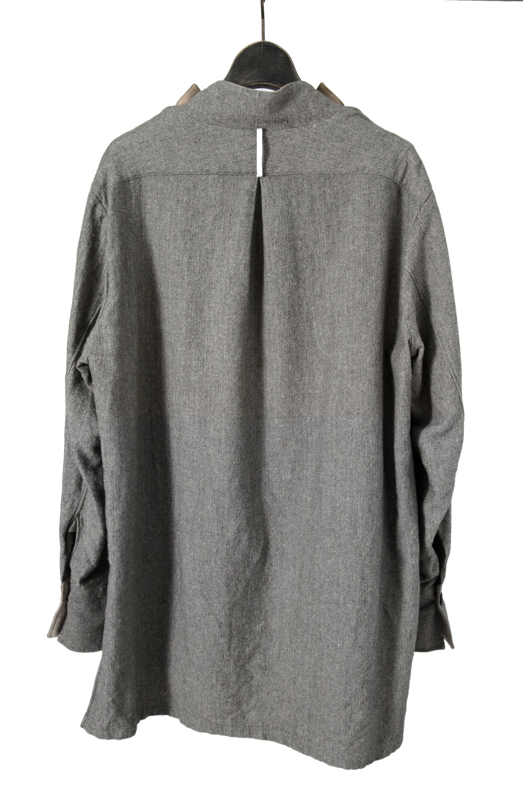 極美品 sus-sous シュスー / ウール/リネン/ カシミア ヘリンボーン スリーピング スモック / size 9 (GRAY)