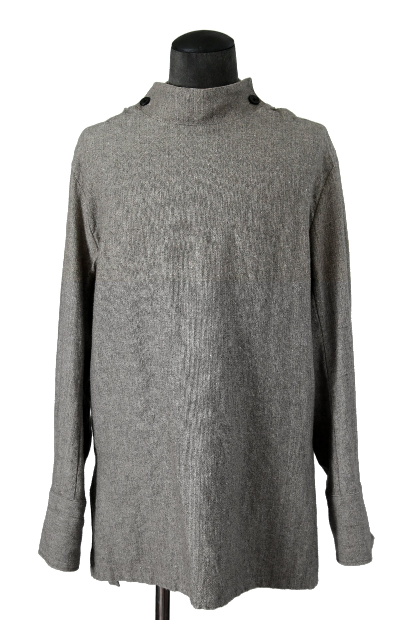 極美品 sus-sous シュスー / ウール/リネン/ カシミア ヘリンボーン スリーピング スモック / size 9 (GRAY)