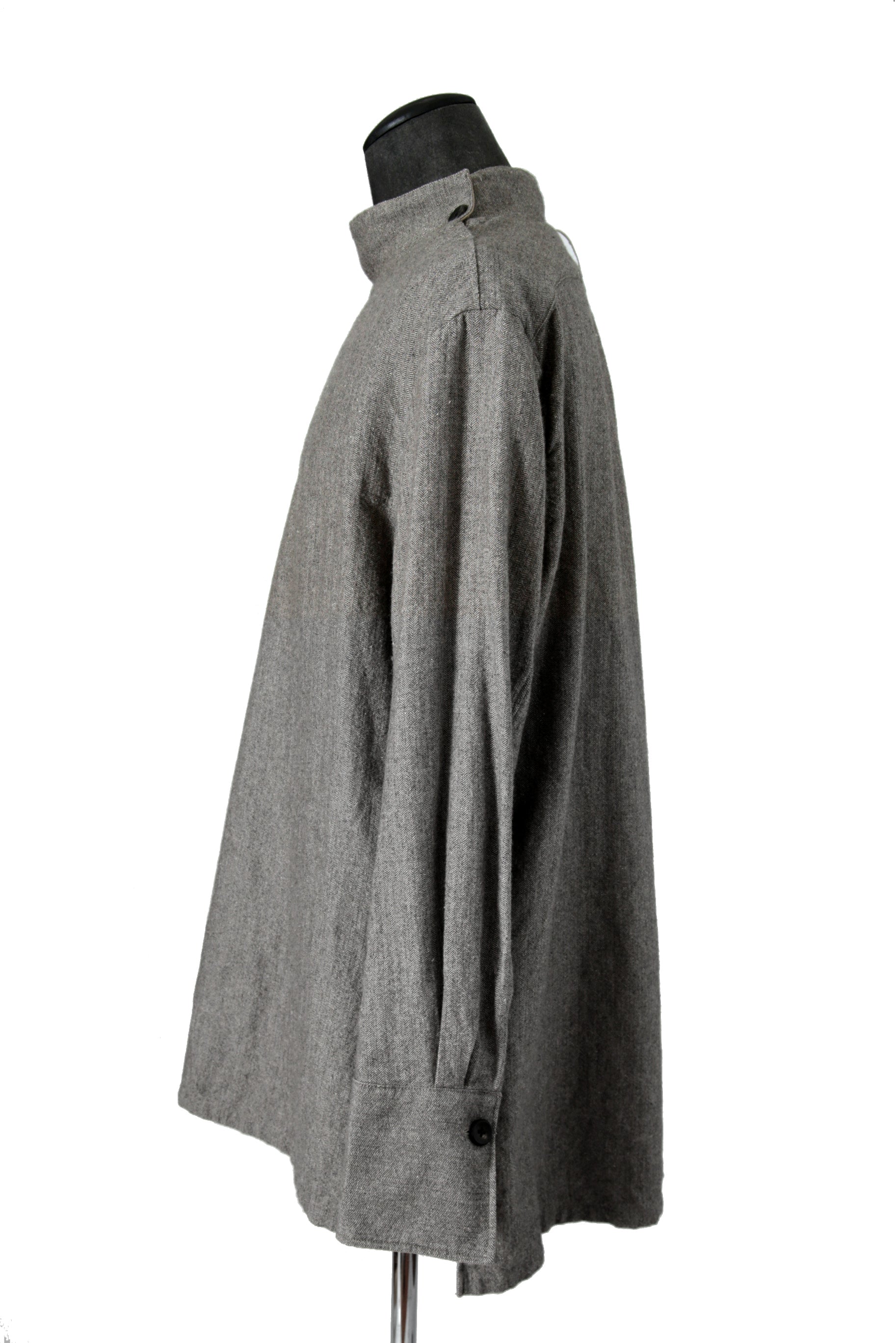極美品 sus-sous シュスー / ウール/リネン/ カシミア ヘリンボーン スリーピング スモック / size 9 (GRAY)