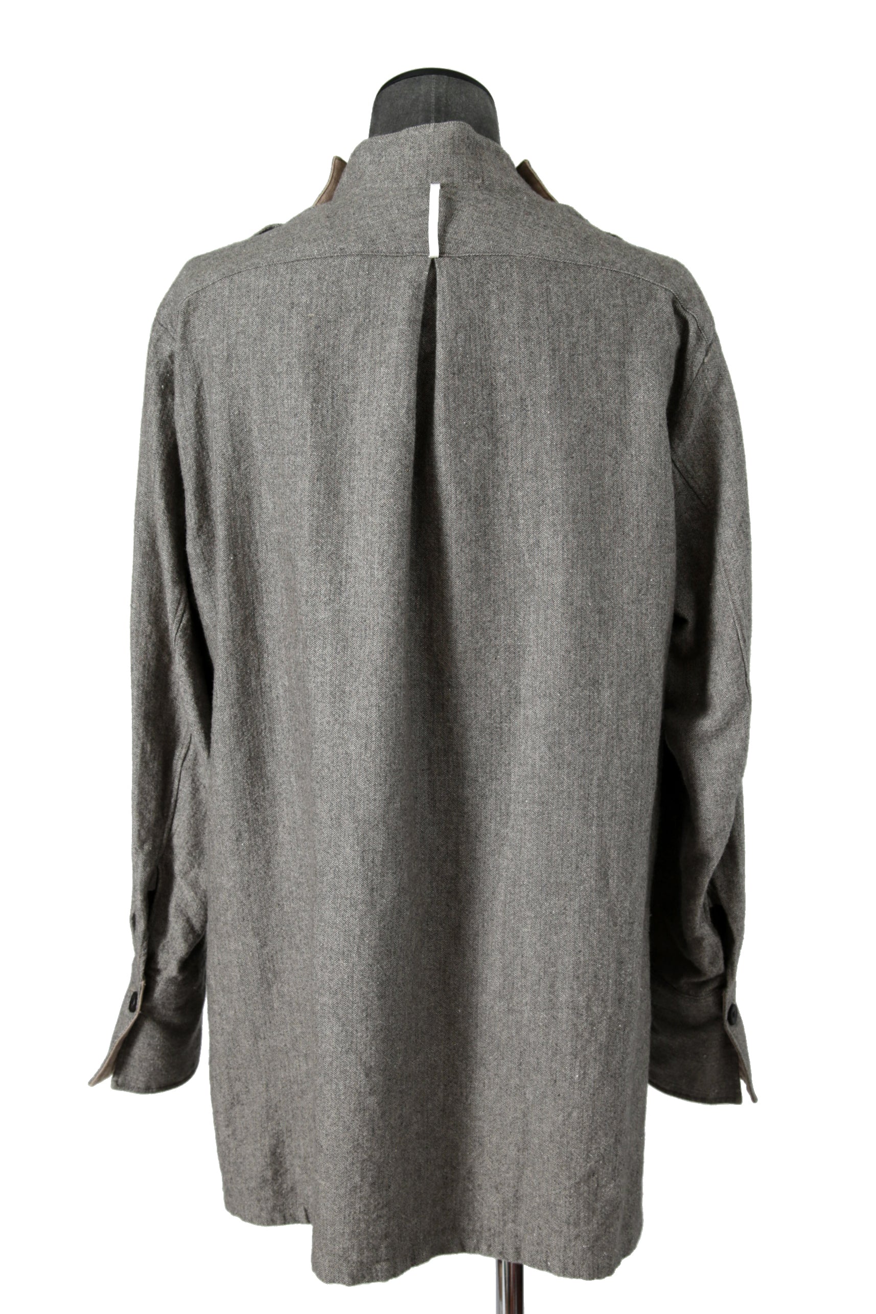 極美品 sus-sous シュスー / ウール/リネン/ カシミア ヘリンボーン スリーピング スモック / size 9 (GRAY)