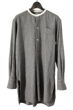 極美品 sus-sous シュスー / ウール/リネン/ カシミア ヘリンボーン shirt officers pullover / size 9 (GRAY)