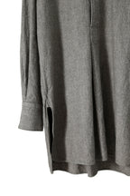 極美品 sus-sous シュスー / ウール/リネン/ カシミア ヘリンボーン shirt officers pullover / size 9 (GRAY)