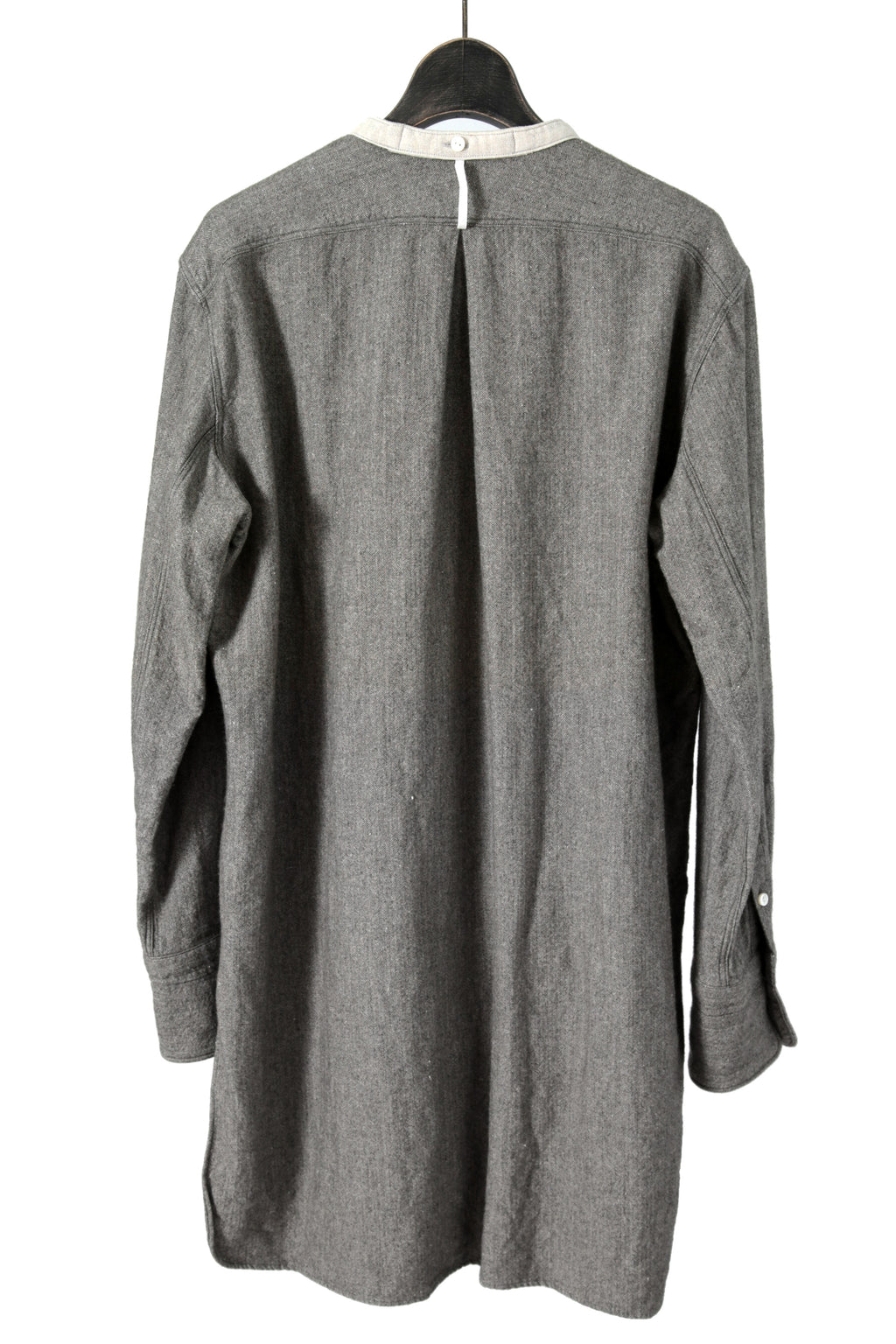 極美品 sus-sous シュスー / ウール/リネン/ カシミア ヘリンボーン shirt officers pullover / size 9 (GRAY)