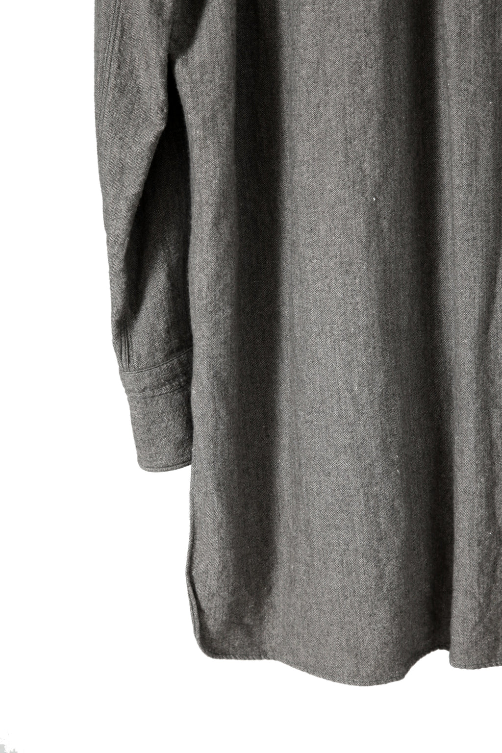 極美品 sus-sous シュスー / ウール/リネン/ カシミア ヘリンボーン shirt officers pullover / size 9 (GRAY)