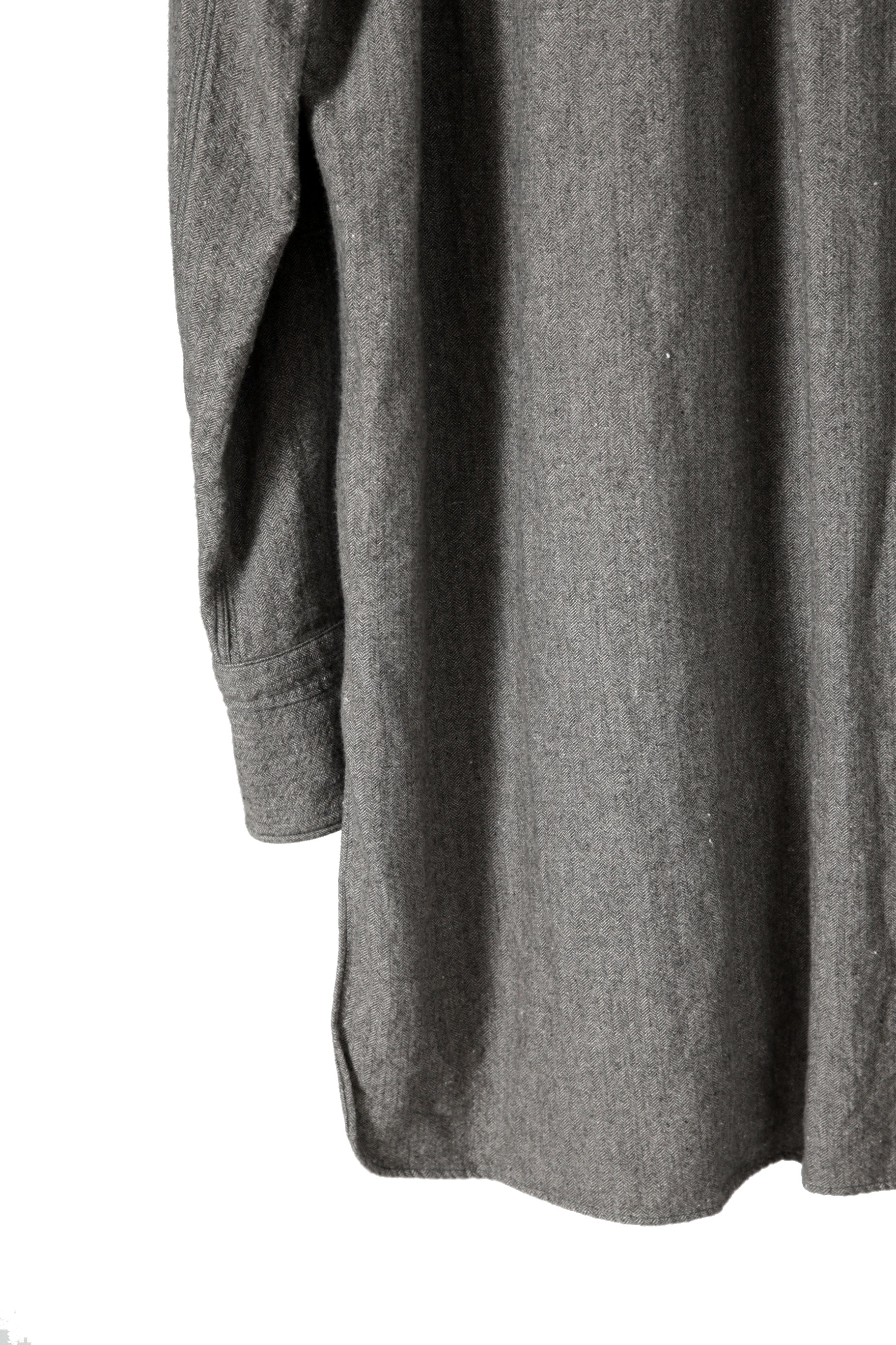 極美品 sus-sous シュスー / ウール/リネン/ カシミア ヘリンボーン shirt officers pullover / size 9 (GRAY)
