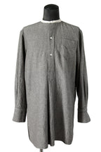 極美品 sus-sous シュスー / ウール/リネン/ カシミア ヘリンボーン shirt officers pullover / size 9 (GRAY)