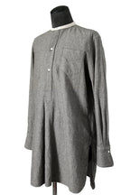 極美品 sus-sous シュスー / ウール/リネン/ カシミア ヘリンボーン shirt officers pullover / size 9 (GRAY)