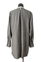 極美品 sus-sous シュスー / ウール/リネン/ カシミア ヘリンボーン shirt officers pullover / size 9 (GRAY)