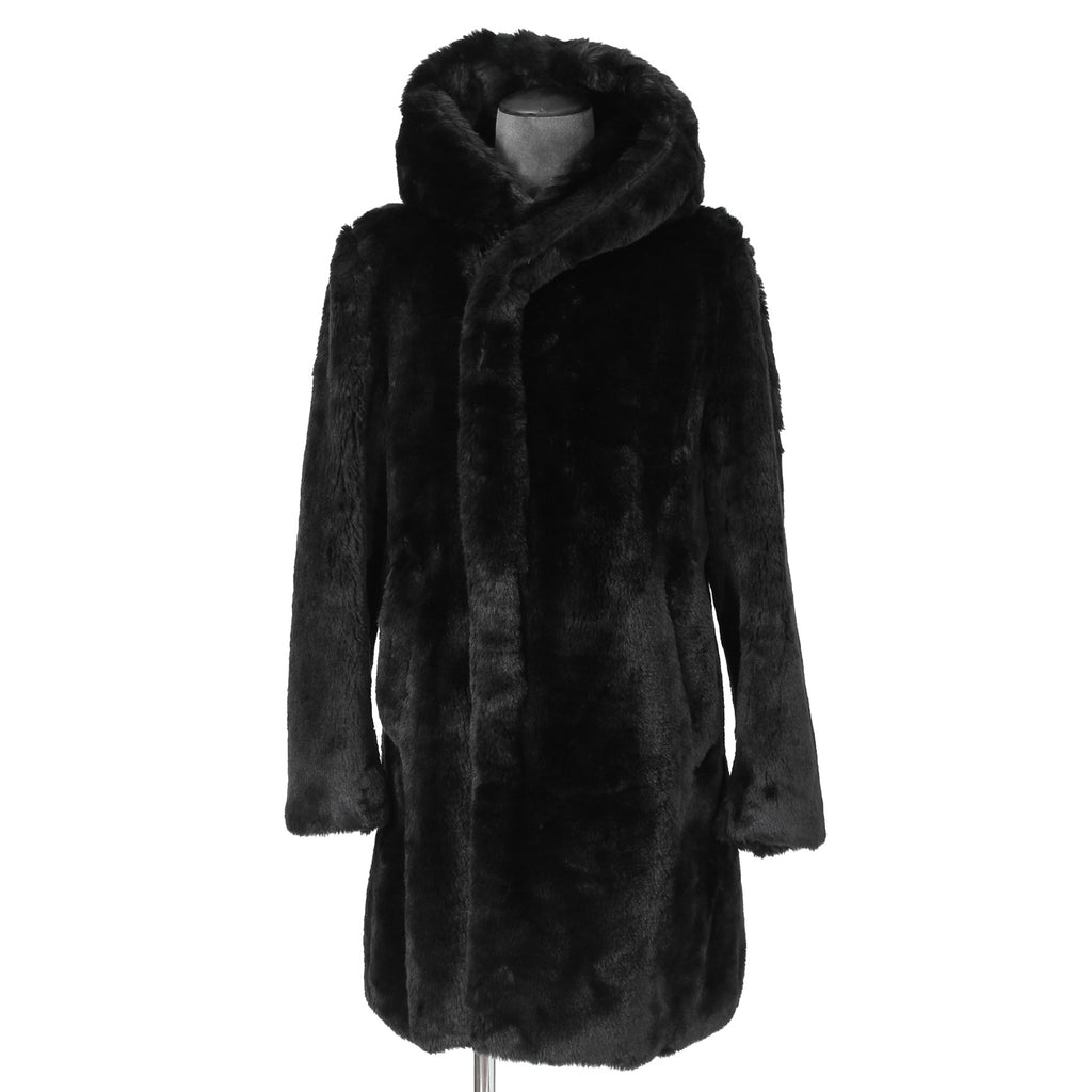 1piu1ugare3 ウノピウウノウグァーレトレ / 美品 24AW エコ ファー / ラップネック フーデッド コート / MRC137 / size 4 (BLACK)