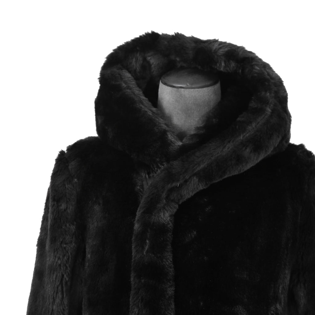 1piu1ugare3 ウノピウウノウグァーレトレ / 美品 24AW エコ ファー / ラップネック フーデッド コート / MRC137 / size 4 (BLACK)