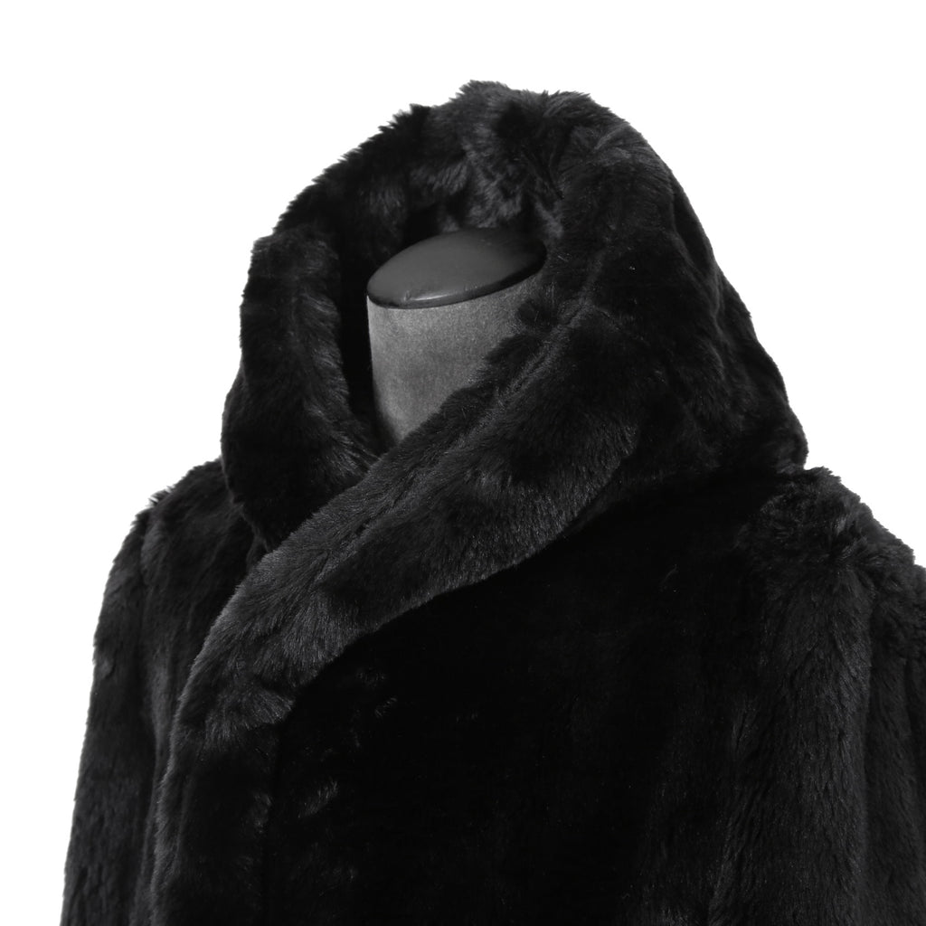 1piu1ugare3 ウノピウウノウグァーレトレ / 美品 24AW エコ ファー / ラップネック フーデッド コート / MRC137 / size 4 (BLACK)
