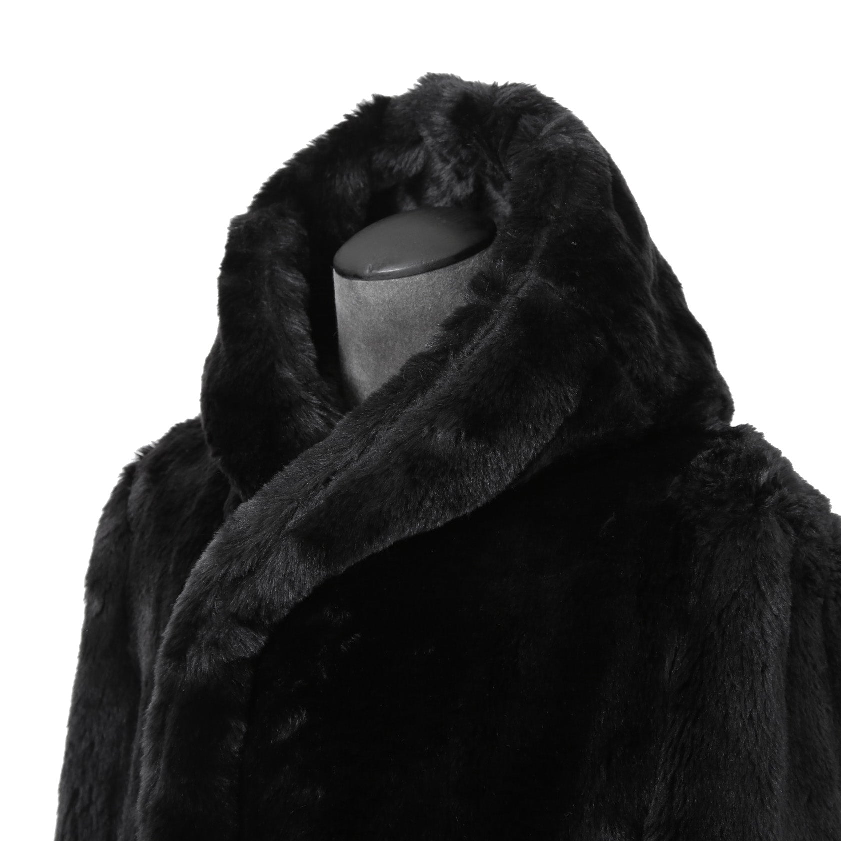 1piu1ugare3 ウノピウウノウグァーレトレ / 美品 24AW エコ ファー / ラップネック フーデッド コート / MRC137 / size 4 (BLACK)