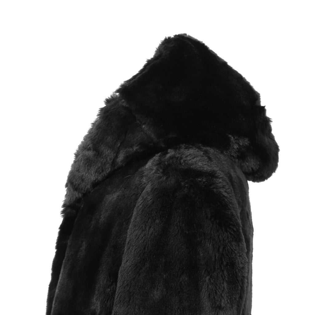 1piu1ugare3 ウノピウウノウグァーレトレ / 美品 24AW エコ ファー / ラップネック フーデッド コート / MRC137 / size 4 (BLACK)