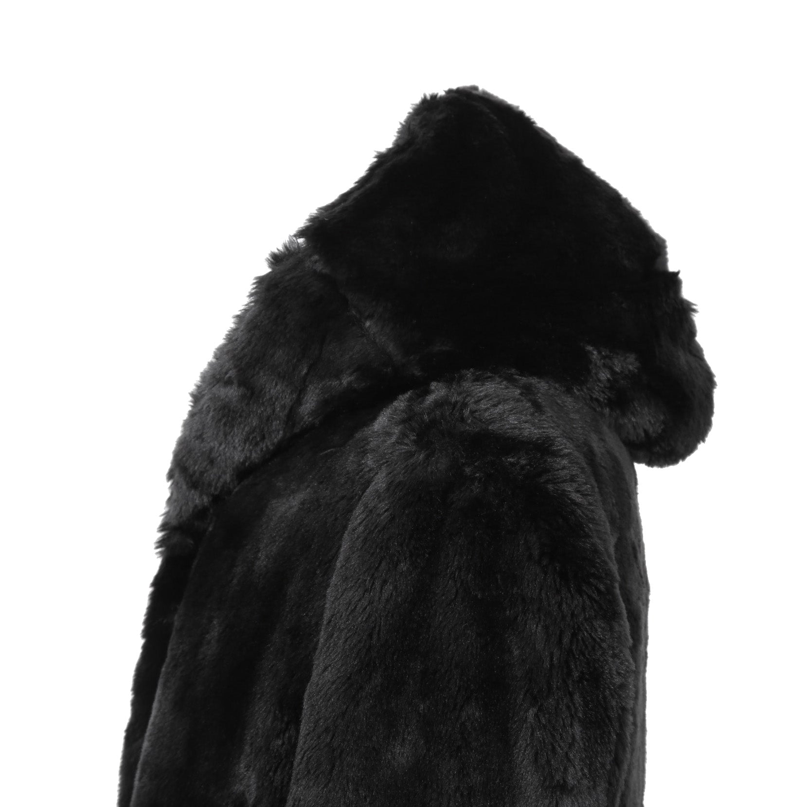 1piu1ugare3 ウノピウウノウグァーレトレ / 美品 24AW エコ ファー / ラップネック フーデッド コート / MRC137 / size 4 (BLACK)