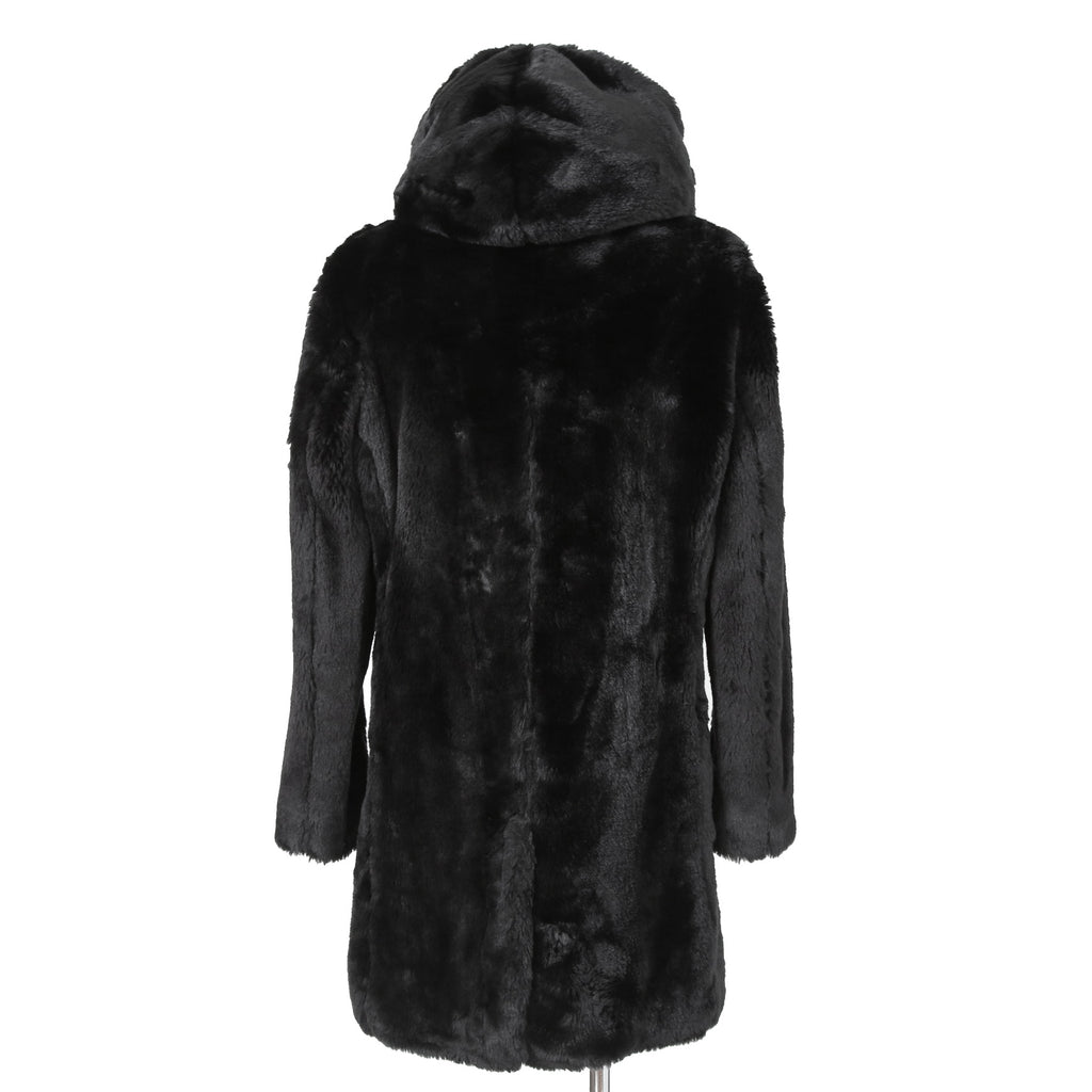 1piu1ugare3 ウノピウウノウグァーレトレ / 美品 24AW エコ ファー / ラップネック フーデッド コート / MRC137 / size 4 (BLACK)