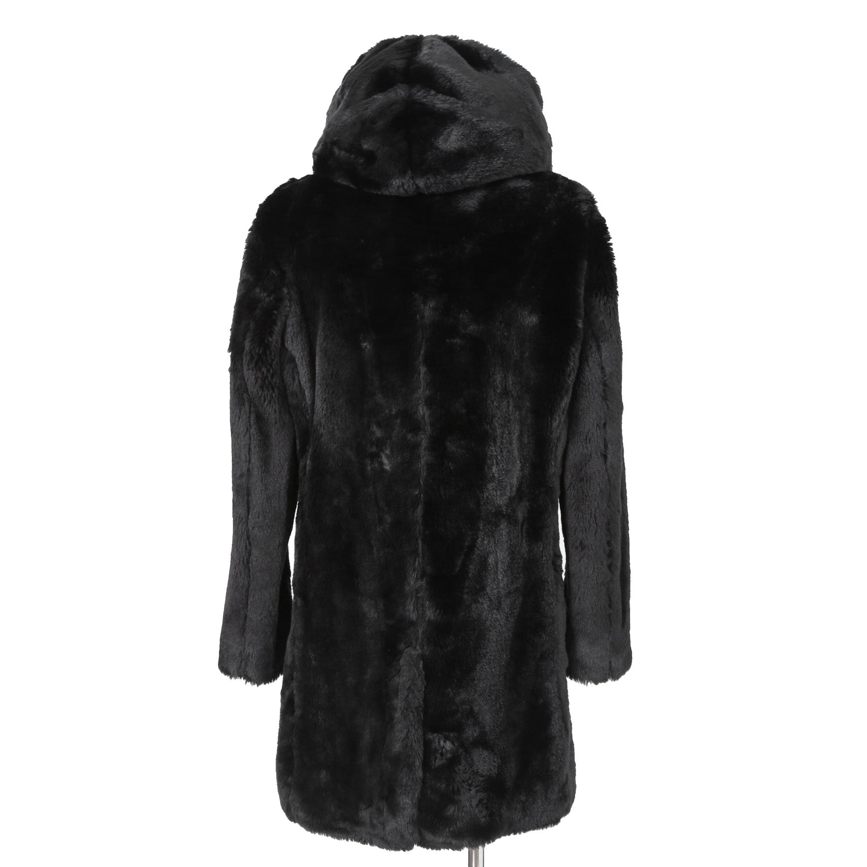 1piu1ugare3 ウノピウウノウグァーレトレ / 美品 24AW エコ ファー / ラップネック フーデッド コート / MRC137 / size 4 (BLACK)