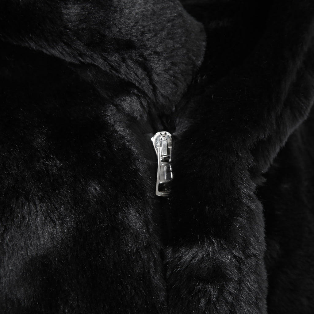 1piu1ugare3 ウノピウウノウグァーレトレ / 美品 24AW エコ ファー / ラップネック フーデッド コート / MRC137 / size 4 (BLACK)