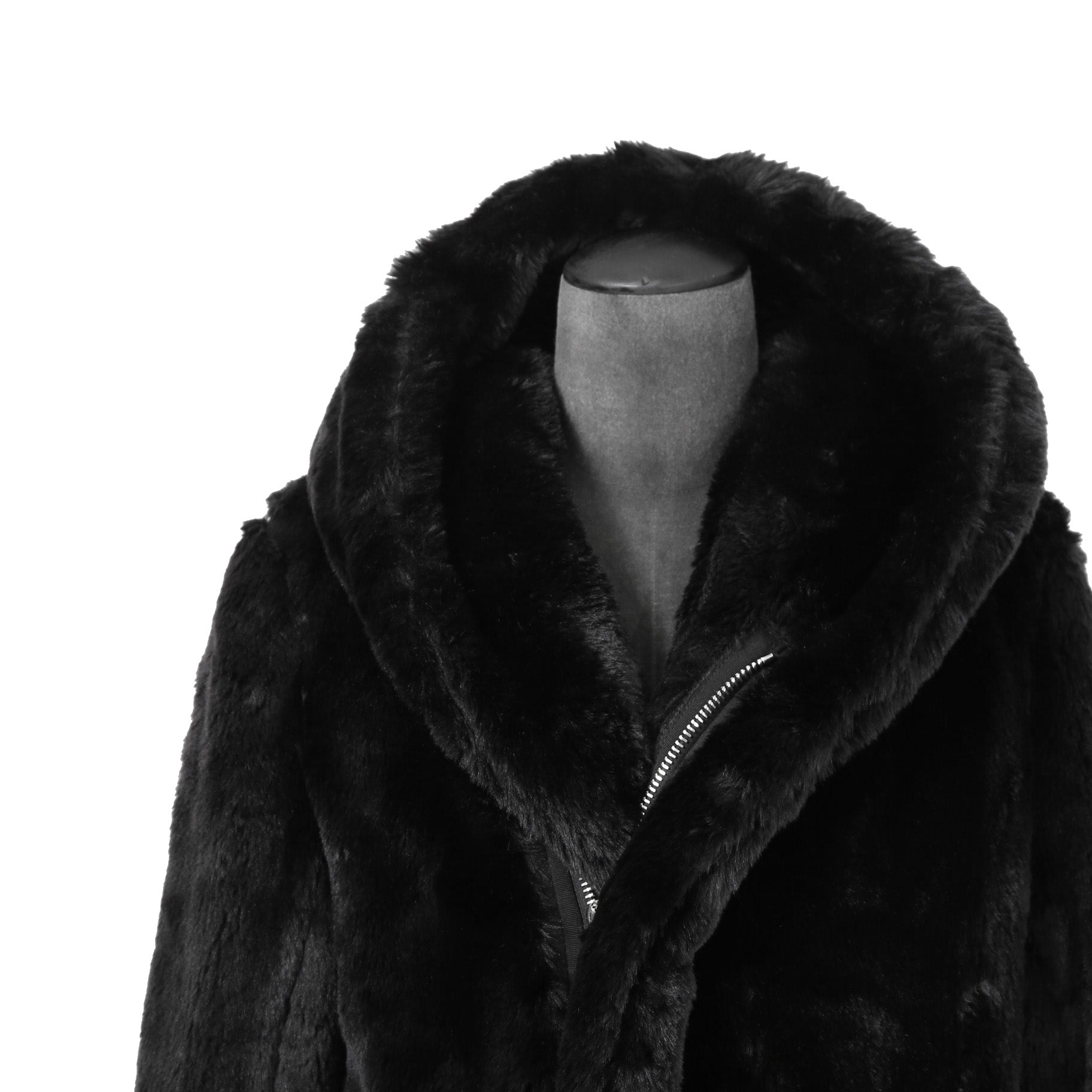 1piu1ugare3 ウノピウウノウグァーレトレ / 美品 24AW エコ ファー / ラップネック フーデッド コート / MRC137 / size 4 (BLACK)