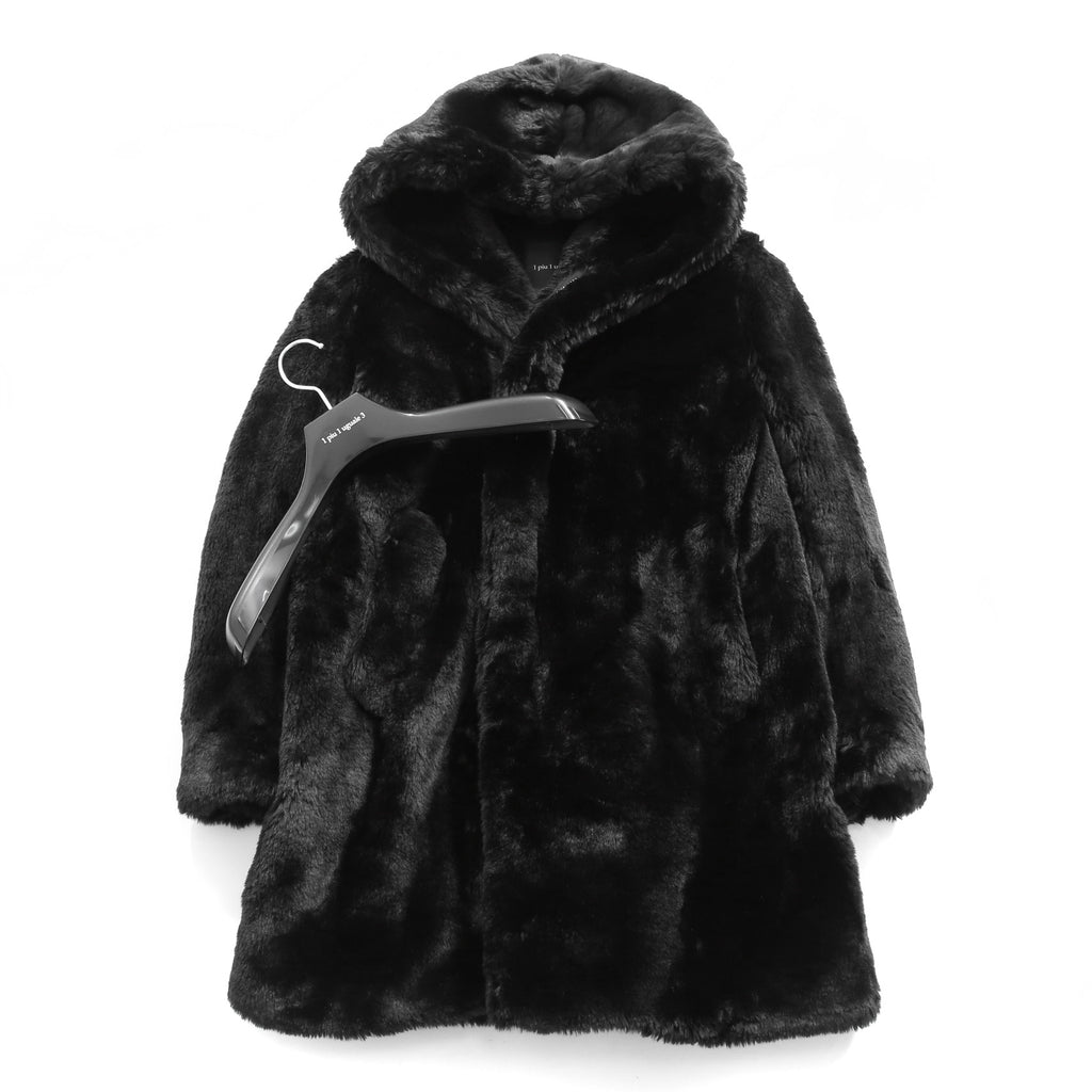 1piu1ugare3 ウノピウウノウグァーレトレ / 美品 24AW エコ ファー / ラップネック フーデッド コート / MRC137 / size 4 (BLACK)