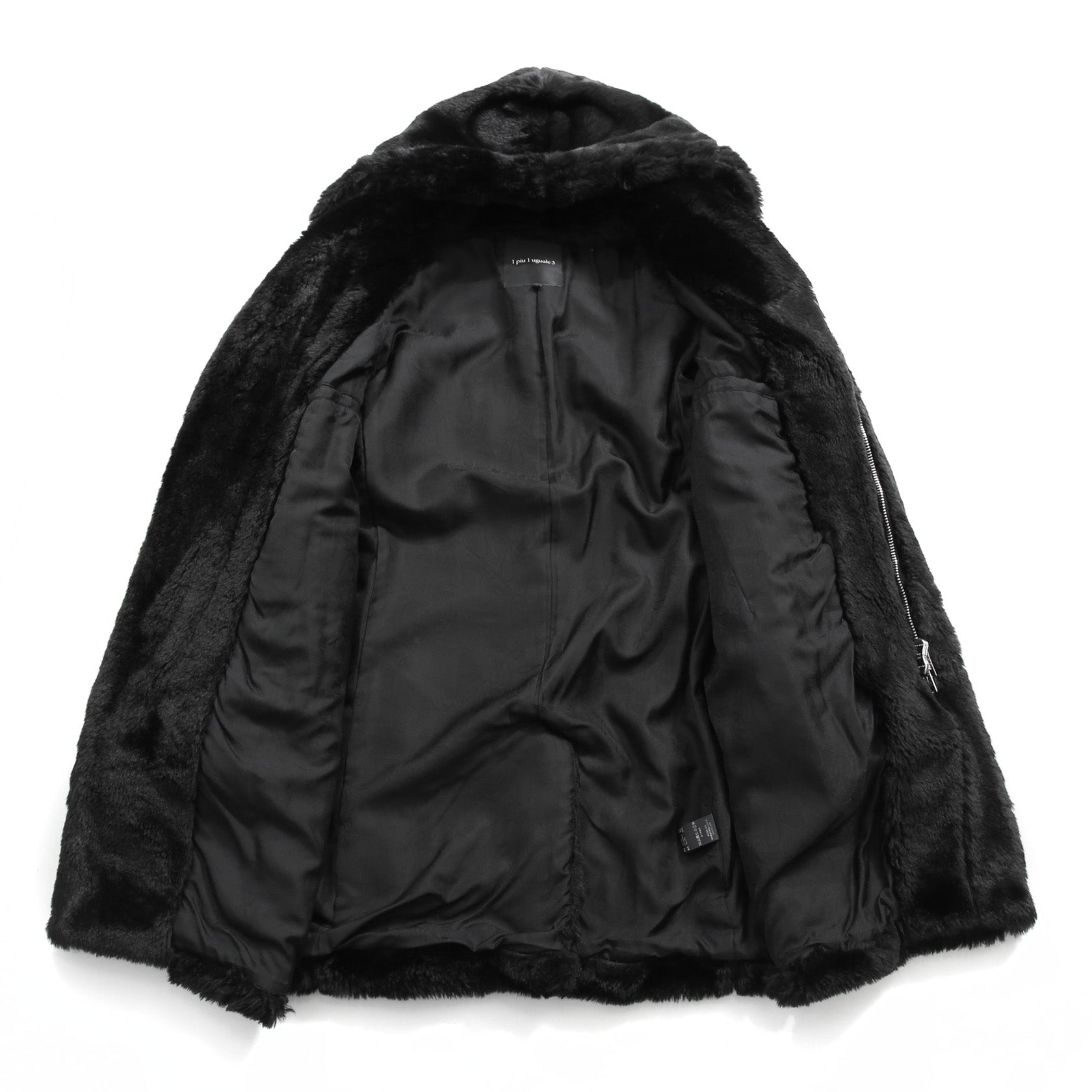 1piu1ugare3 ウノピウウノウグァーレトレ / 美品 24AW エコ ファー / ラップネック フーデッド コート / MRC137 / size 4 (BLACK)