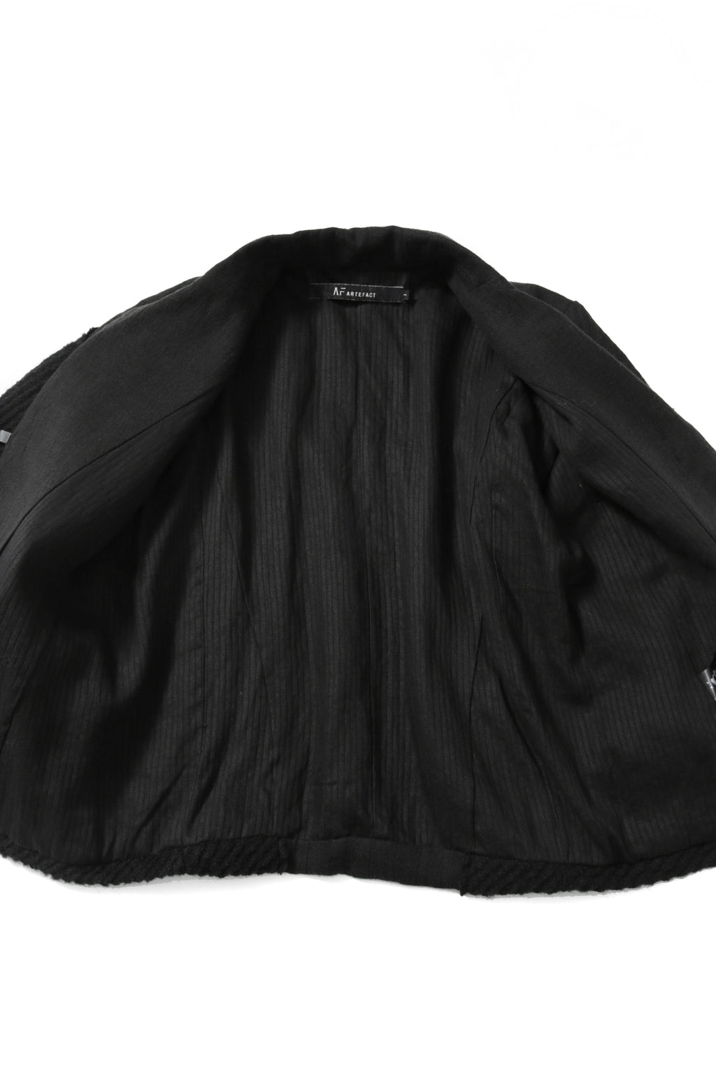 希少 新品 A.F ARTEFACT アーティファクト / リネンウール / ニット切替 オーバーサイズ ジャケット / size 1 (BLACK) ユニセックス