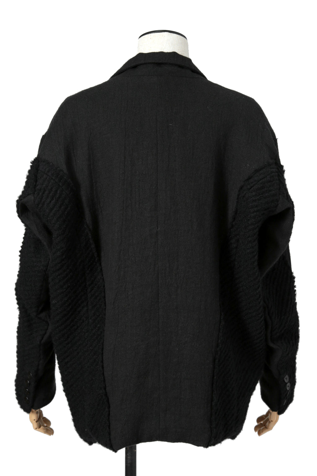 希少 新品 A.F ARTEFACT アーティファクト / リネンウール / ニット切替 オーバーサイズ ジャケット / size 1 (BLACK) ユニセックス