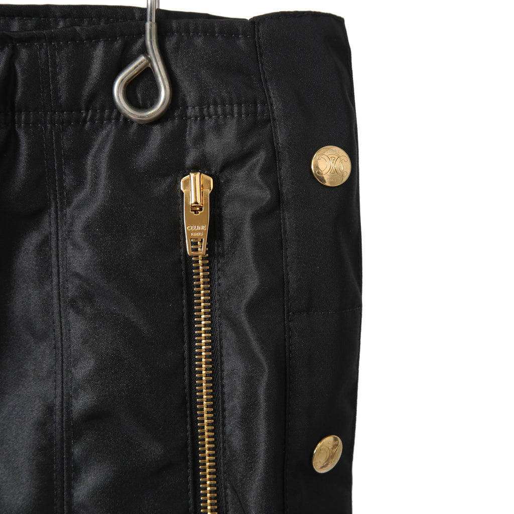 新品 CELINE セリーヌ / トリオンフ ゴールド 刻印ボタン /  裏キルティング スカート/ 2Z283020T / size 38 (M) BLACK