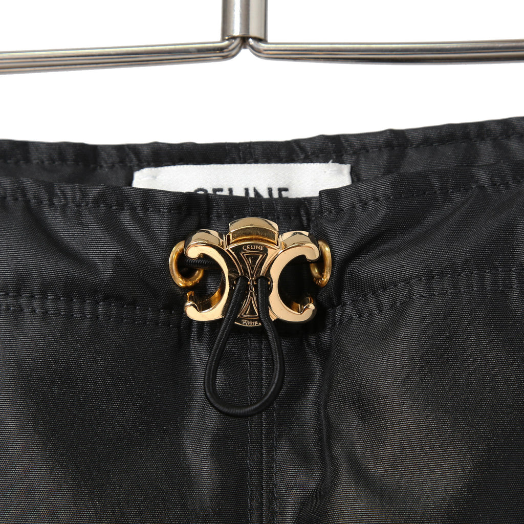 新品 CELINE セリーヌ / トリオンフ ゴールド 刻印ボタン /  裏キルティング スカート/ 2Z283020T / size 38 (M) BLACK