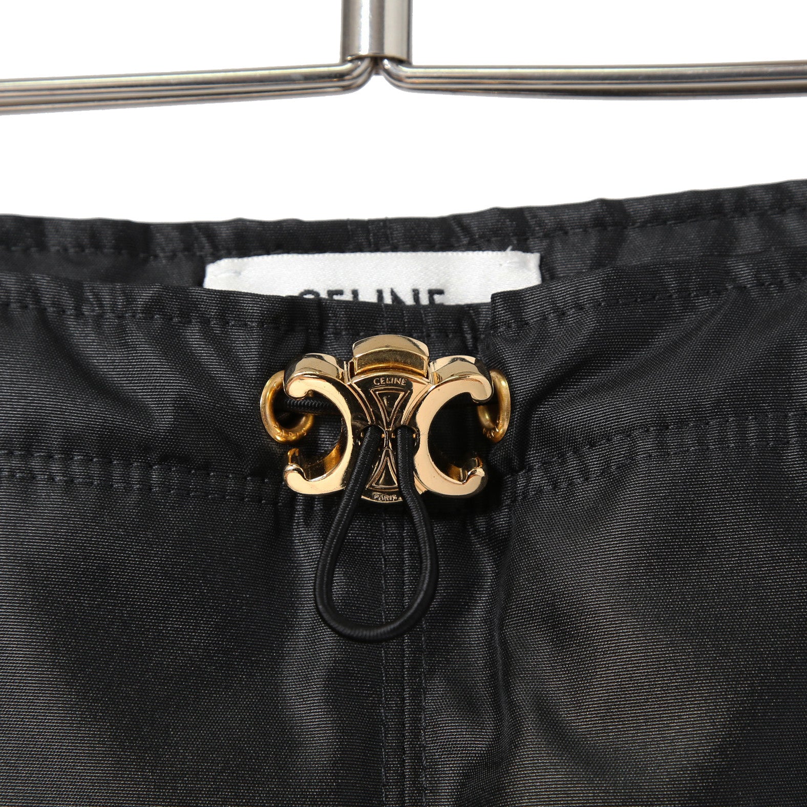 新品 CELINE セリーヌ / トリオンフ ゴールド 刻印ボタン /  裏キルティング スカート/ 2Z283020T / size 38 (M) BLACK