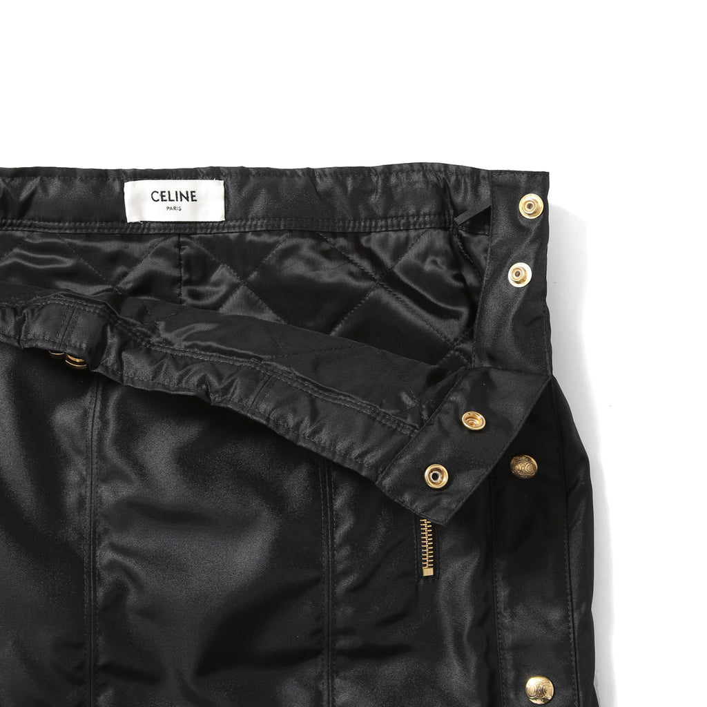 新品 CELINE セリーヌ / トリオンフ ゴールド 刻印ボタン /  裏キルティング スカート/ 2Z283020T / size 38 (M) BLACK