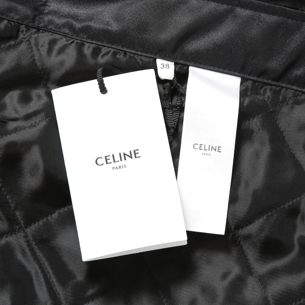 新品 CELINE セリーヌ / トリオンフ ゴールド 刻印ボタン /  裏キルティング スカート/ 2Z283020T / size 38 (M) BLACK