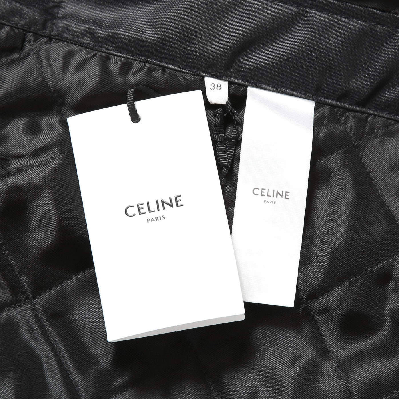 新品 CELINE セリーヌ / トリオンフ ゴールド 刻印ボタン /  裏キルティング スカート/ 2Z283020T / size 38 (M) BLACK