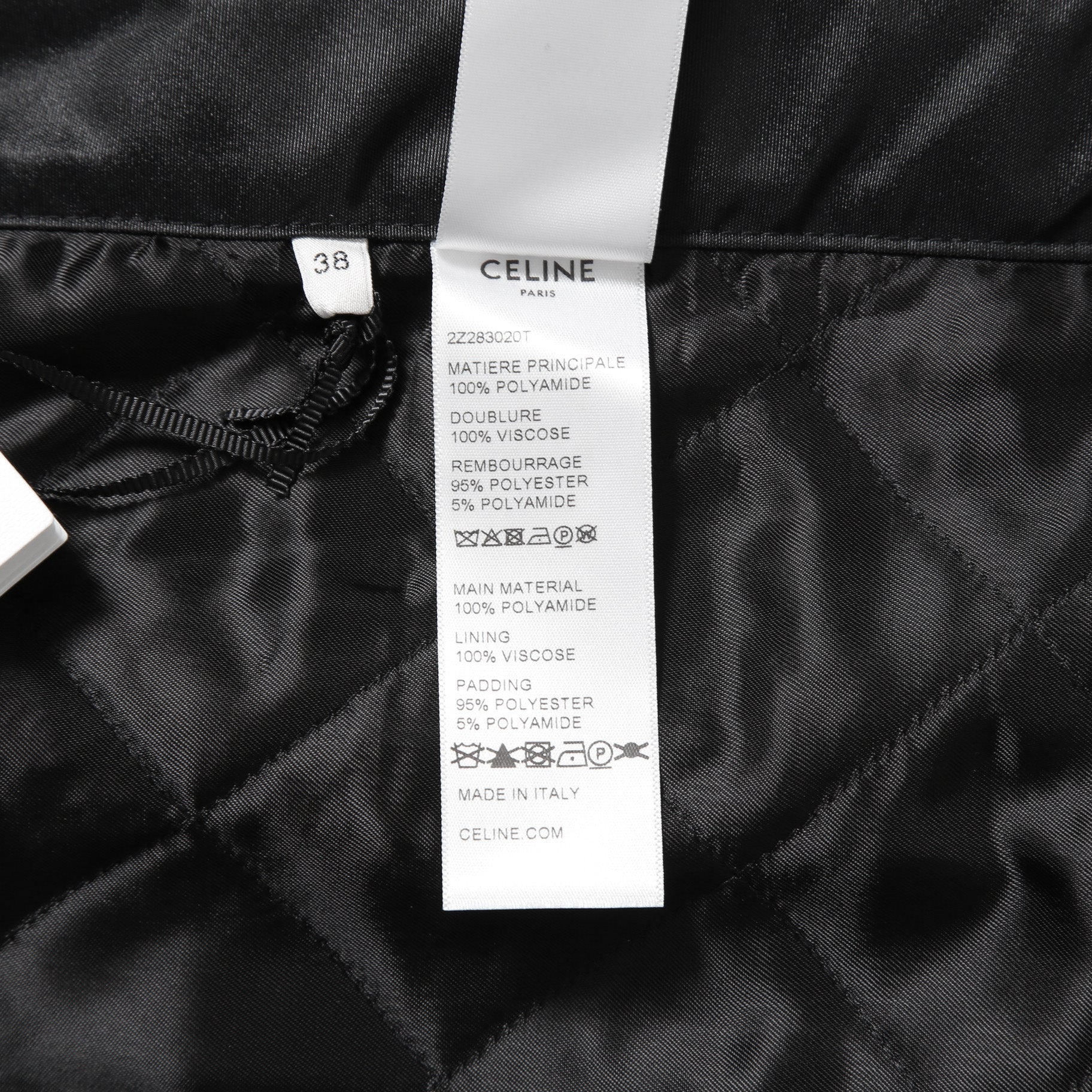 新品 CELINE セリーヌ / トリオンフ ゴールド 刻印ボタン /  裏キルティング スカート/ 2Z283020T / size 38 (M) BLACK