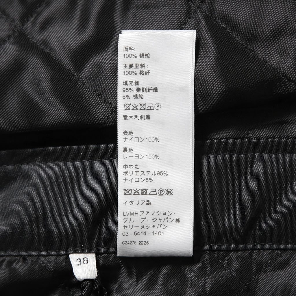 新品 CELINE セリーヌ / トリオンフ ゴールド 刻印ボタン /  裏キルティング スカート/ 2Z283020T / size 38 (M) BLACK