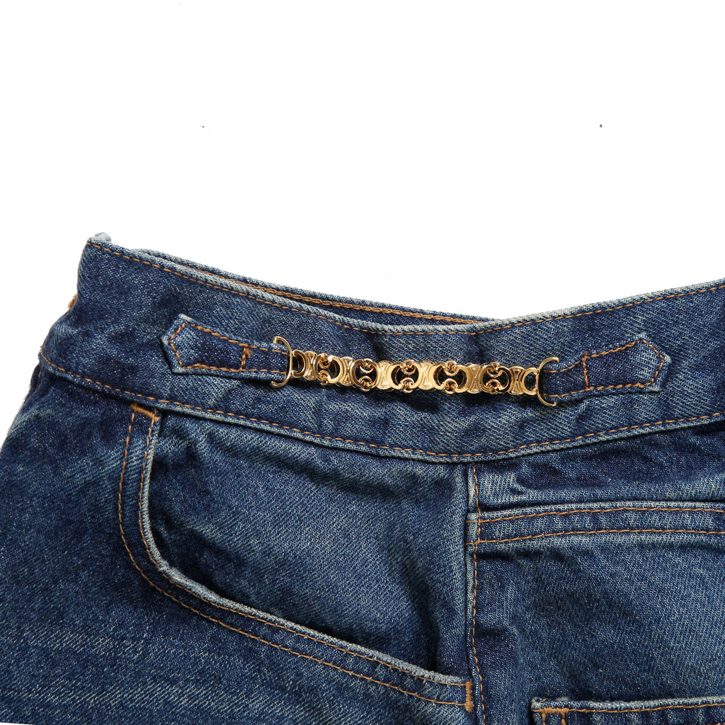 CELINE セリーヌ / 23SS エディスリマン期 / トリオンフ ゴールドチェーン デニム ミニスカート / size 27 (INDIGO) レディース