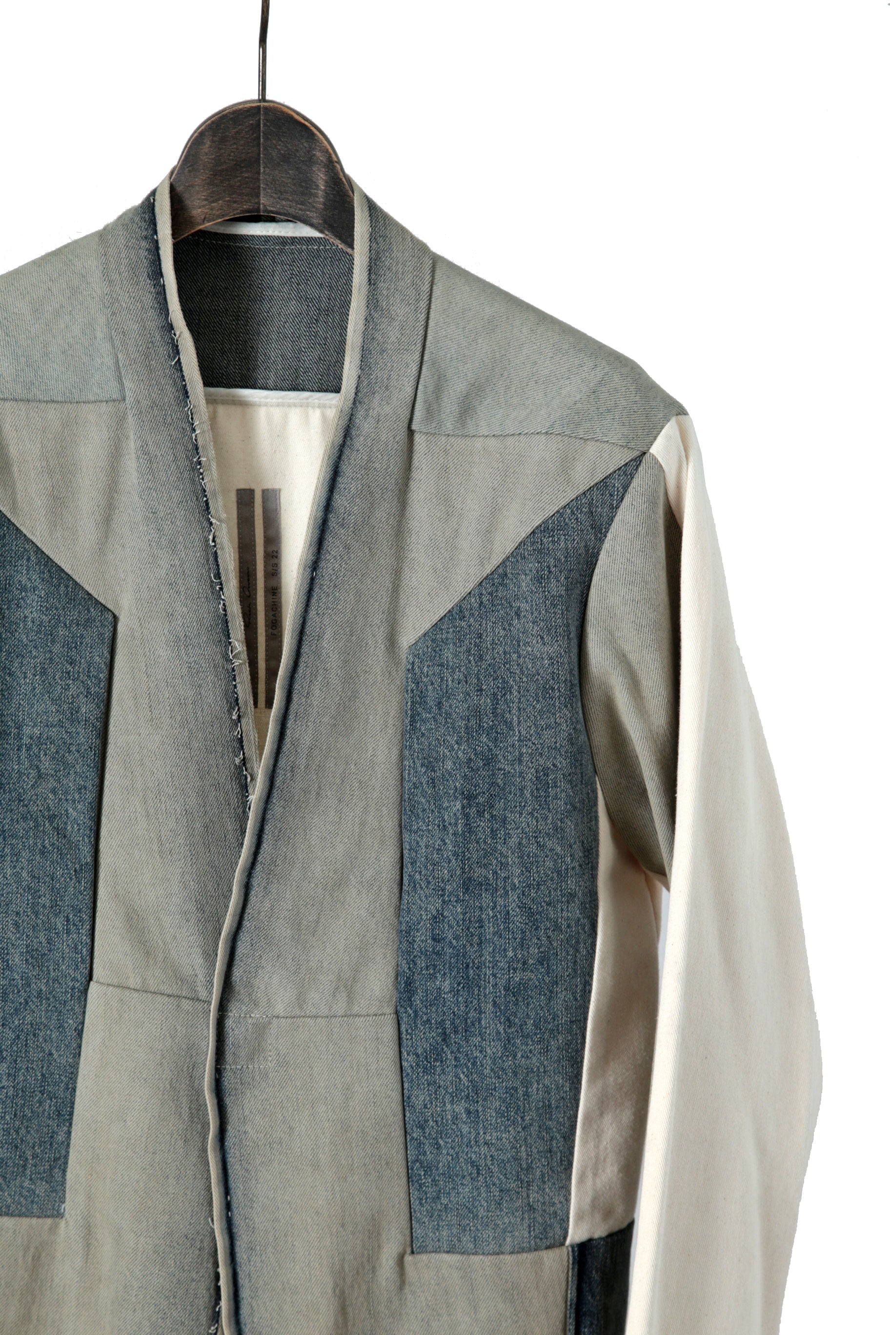 極美品 RICK OWENS / 22SS CAMICIA IN DENIM Larry Color Block Denim Jacket / RR01B1228-HUDEG / size 46 リックオウエンス