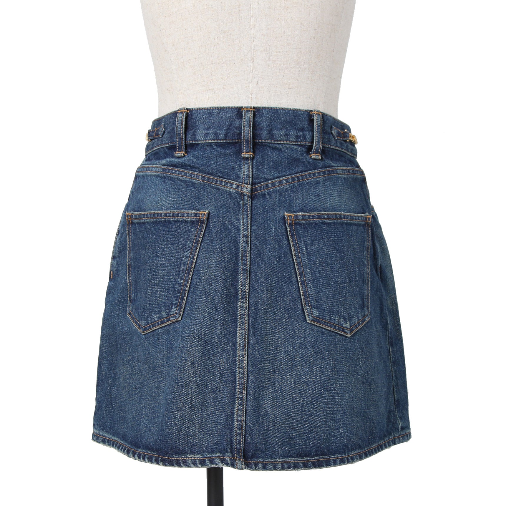 CELINE セリーヌ / 23SS エディスリマン期 / トリオンフ ゴールドチェーン デニム ミニスカート / size 27 (INDIGO) レディース