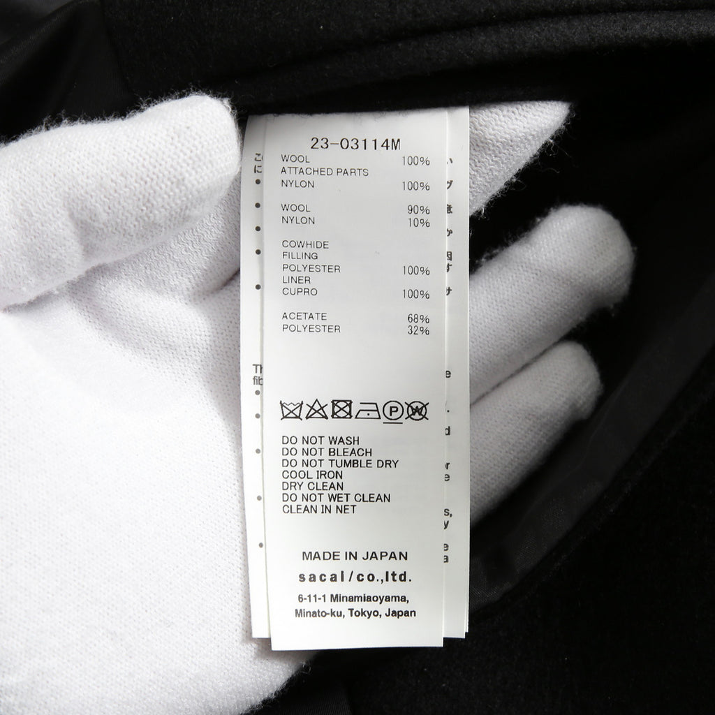 sacai サカイ / 美品 23AW ウール メルトン ドッキング コート / 23-03114M / size 1 (BLACK)