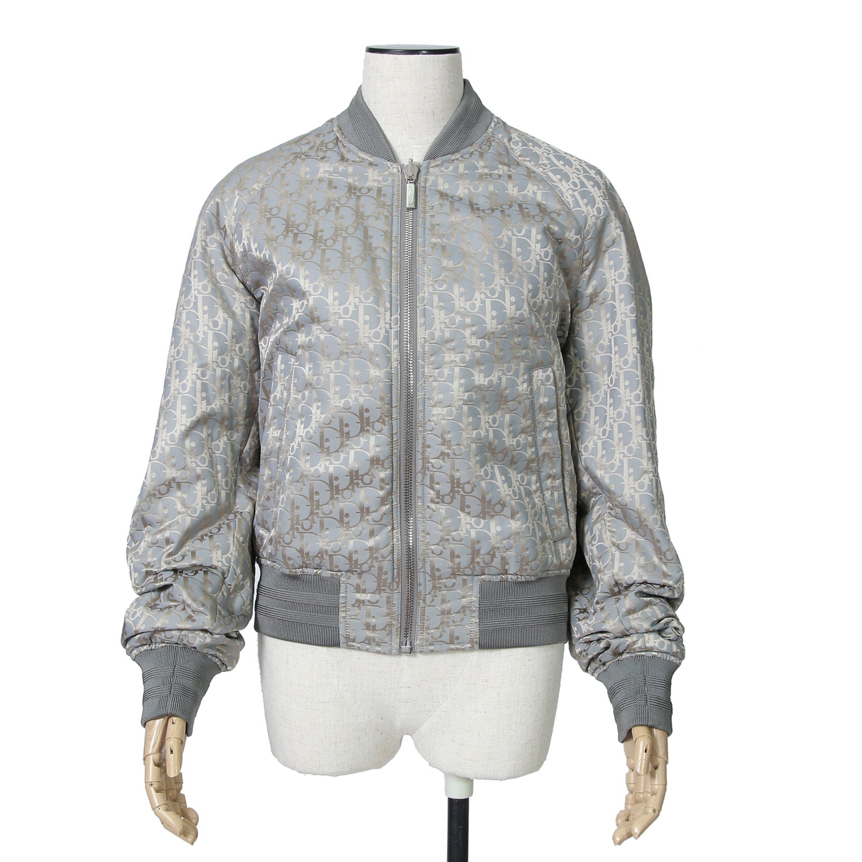 Dior ディオール / 21SS 美品 キムジョーンズ期 / オブリーク総柄 リバーシブル 中綿 ボンバージャケット / 183C432A5043 / size 44 (GRAY)