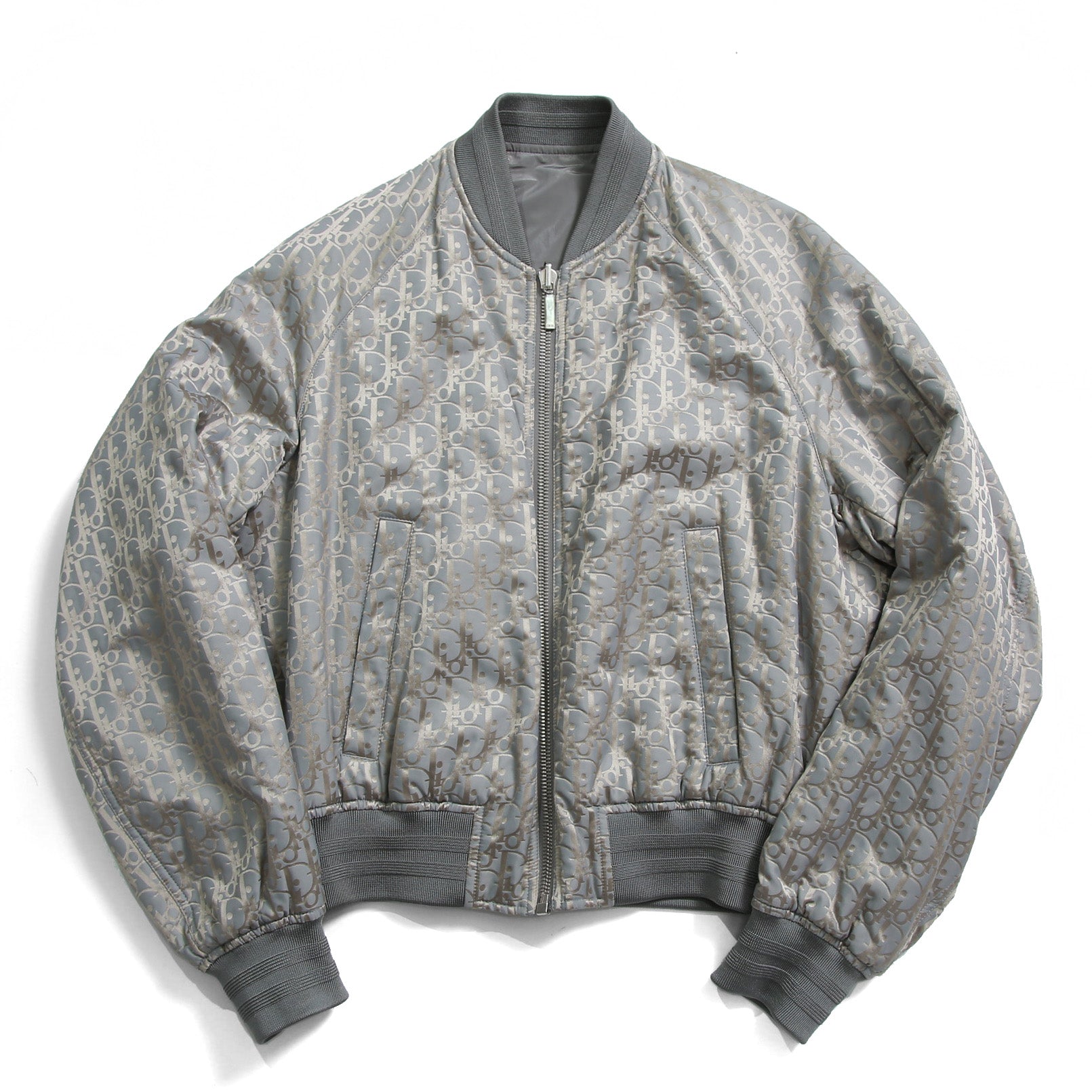 Dior ディオール / 21SS 美品 キムジョーンズ期 / オブリーク総柄 リバーシブル 中綿 ボンバージャケット / 183C432A5043 / size 44 (GRAY)