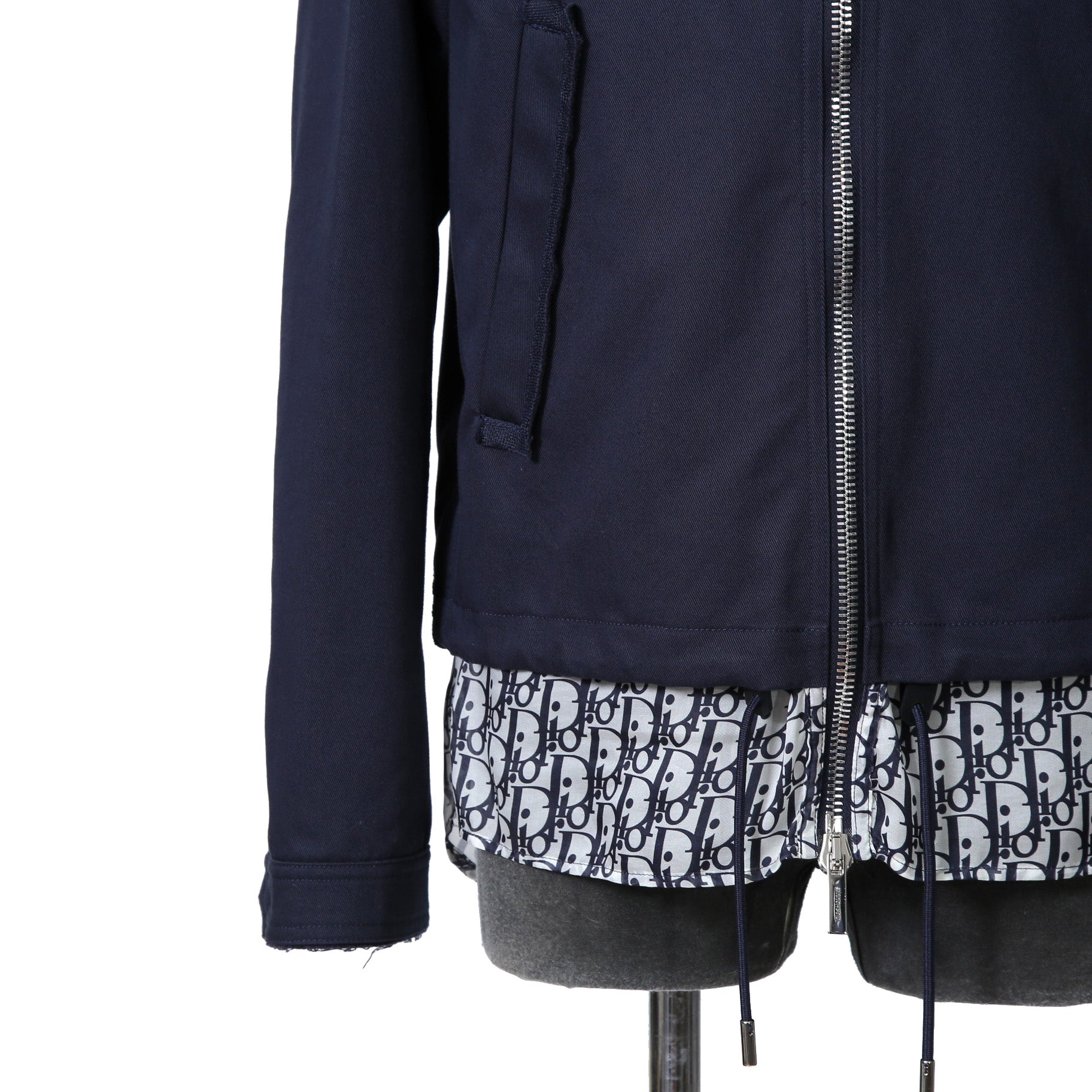 Dior ディオール / 19AW キムジョーンズ期 / オブリーク総柄裏地 トロッター ダメージ加工 ジャケット / 923C471A4120 / size 44 (NAVY)