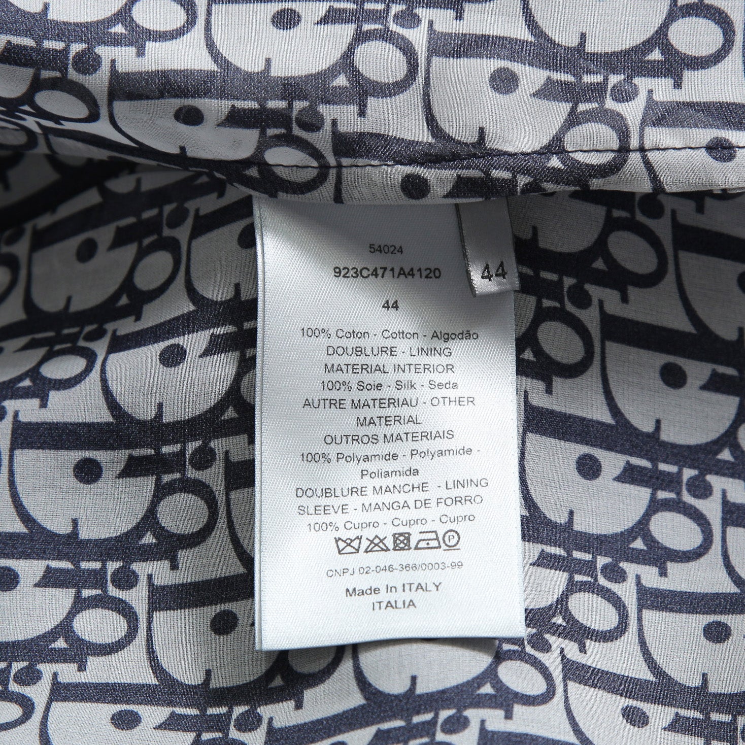 Dior ディオール / 19AW キムジョーンズ期 / オブリーク総柄裏地 トロッター ダメージ加工 ジャケット / 923C471A4120 / size 44 (NAVY)