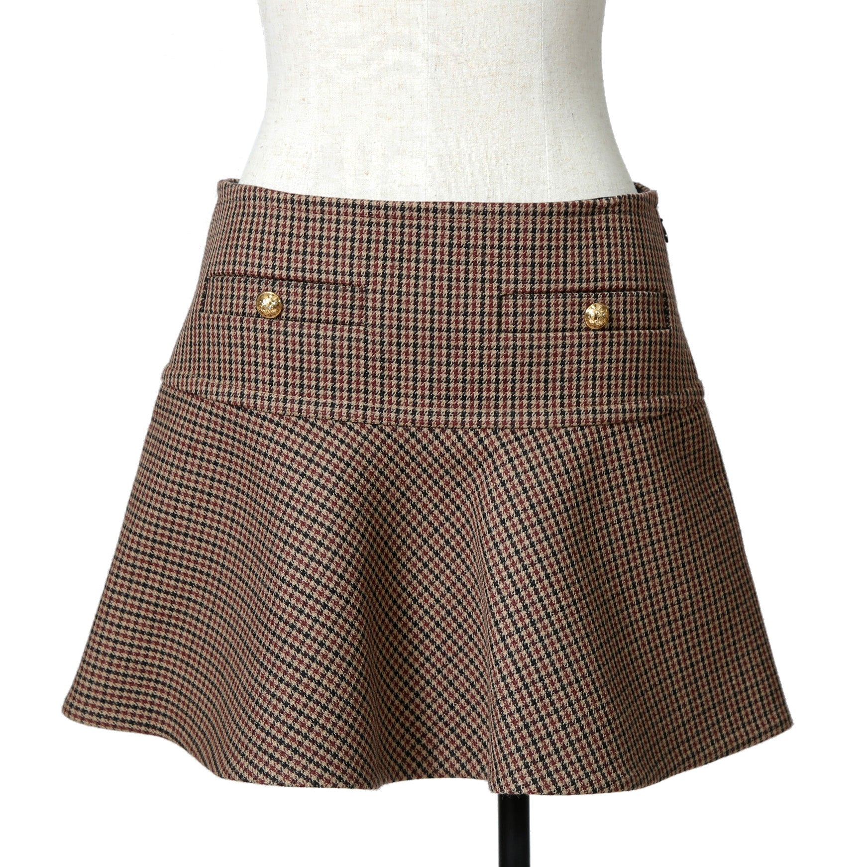 CELINE セリーヌ / 20AW 極美品 千鳥格子(ダブルハンドトゥース) チェルシージャケット フリルスカート / セットアップ / コットンxウール / 2V77R064V 28BZ / 2J677064V 28BZ / size 38 (BROWN)