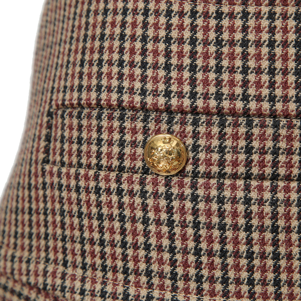 CELINE セリーヌ / 20AW 極美品 千鳥格子(ダブルハンドトゥース) チェルシージャケット フリルスカート / セットアップ / コットンxウール / 2V77R064V 28BZ / 2J677064V 28BZ / size 38 (BROWN)