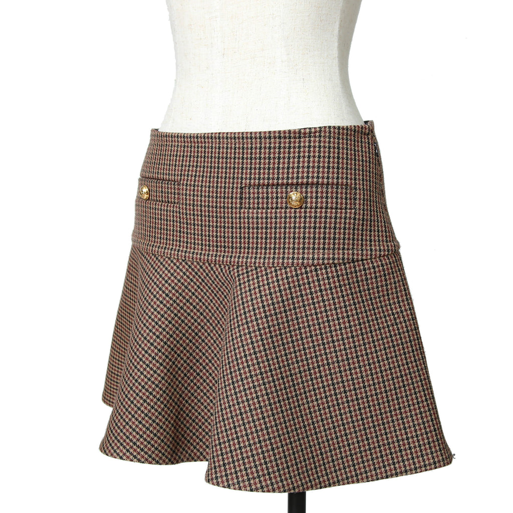 CELINE セリーヌ / 20AW 極美品 千鳥格子(ダブルハンドトゥース) チェルシージャケット フリルスカート / セットアップ / コットンxウール / 2V77R064V 28BZ / 2J677064V 28BZ / size 38 (BROWN)