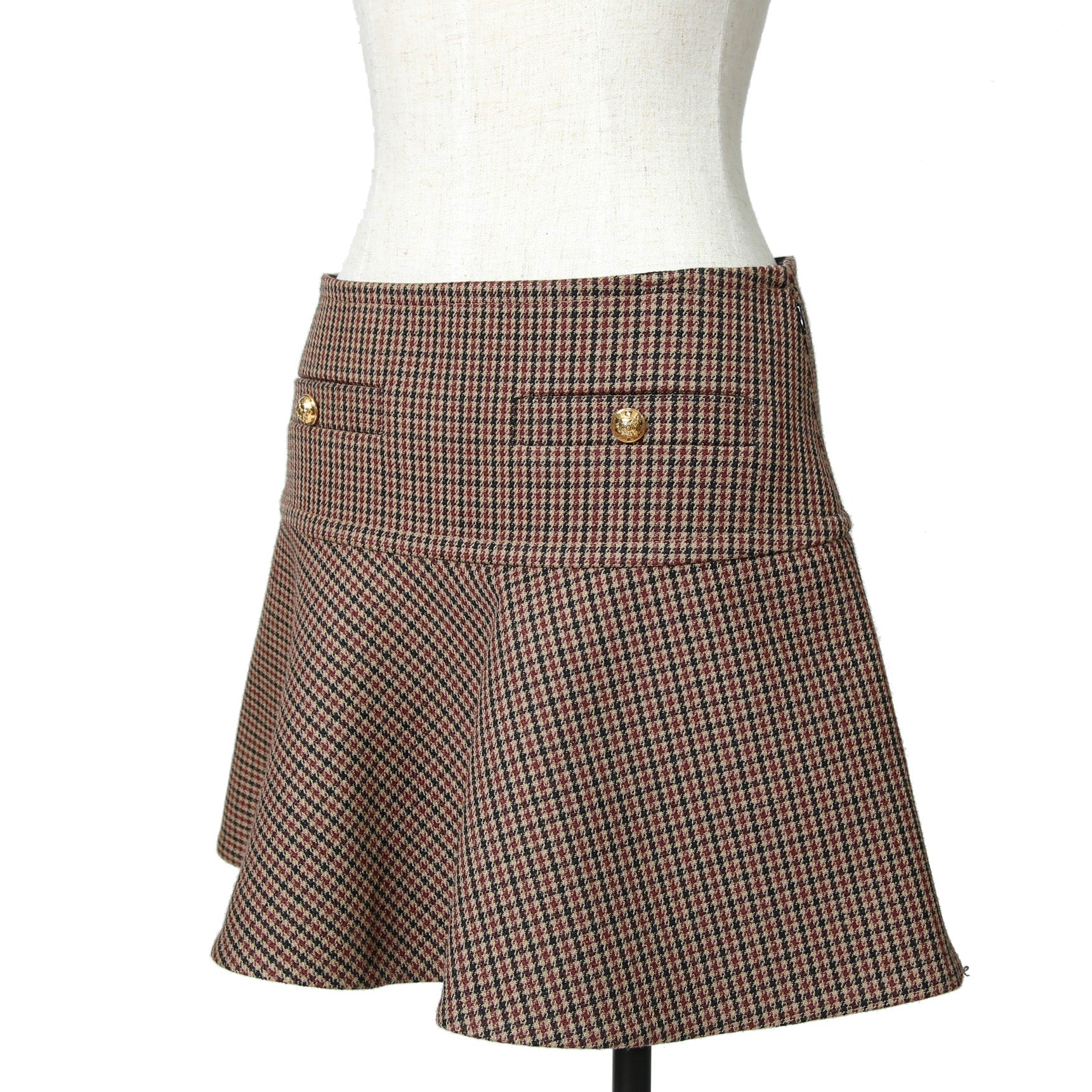 CELINE セリーヌ / 20AW 極美品 千鳥格子(ダブルハンドトゥース) チェルシージャケット フリルスカート / セットアップ / コットンxウール / 2V77R064V 28BZ / 2J677064V 28BZ / size 38 (BROWN)