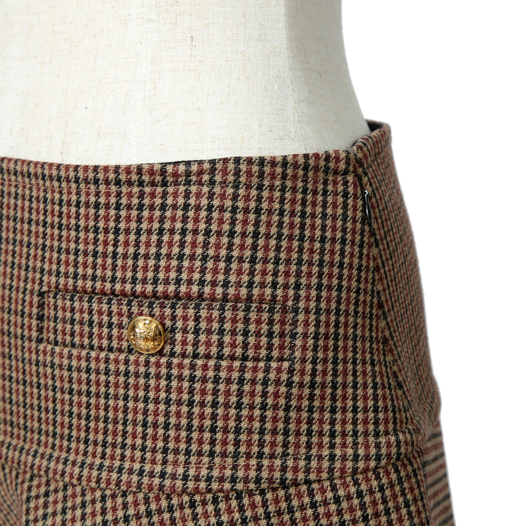CELINE セリーヌ / 20AW 極美品 千鳥格子(ダブルハンドトゥース) チェルシージャケット フリルスカート / セットアップ / コットンxウール / 2V77R064V 28BZ / 2J677064V 28BZ / size 38 (BROWN)